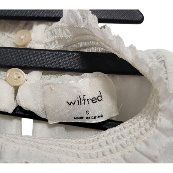 Aritzia Wilfred Valencia Blouse Light Birch Ivory Chiffon Mock Neck Top - Picture 12 of 15